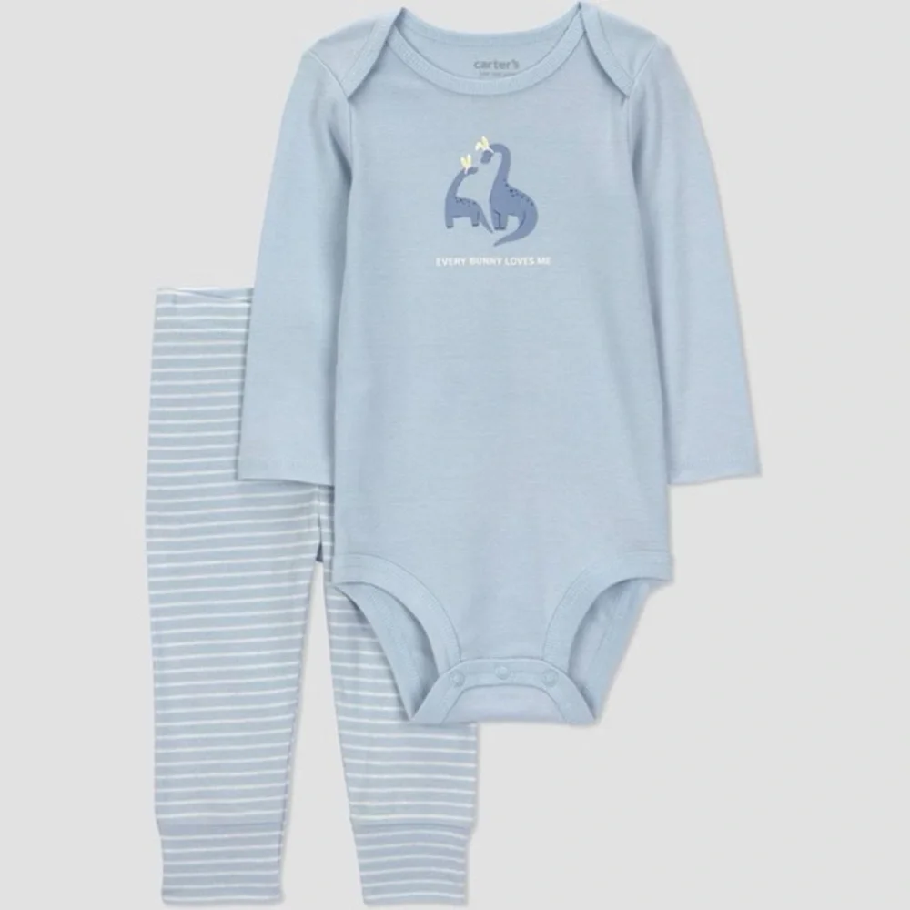 Carter's nwt Just One You Baby Boys' 2pc Striped Dino Easter Set - Blue dinosaur